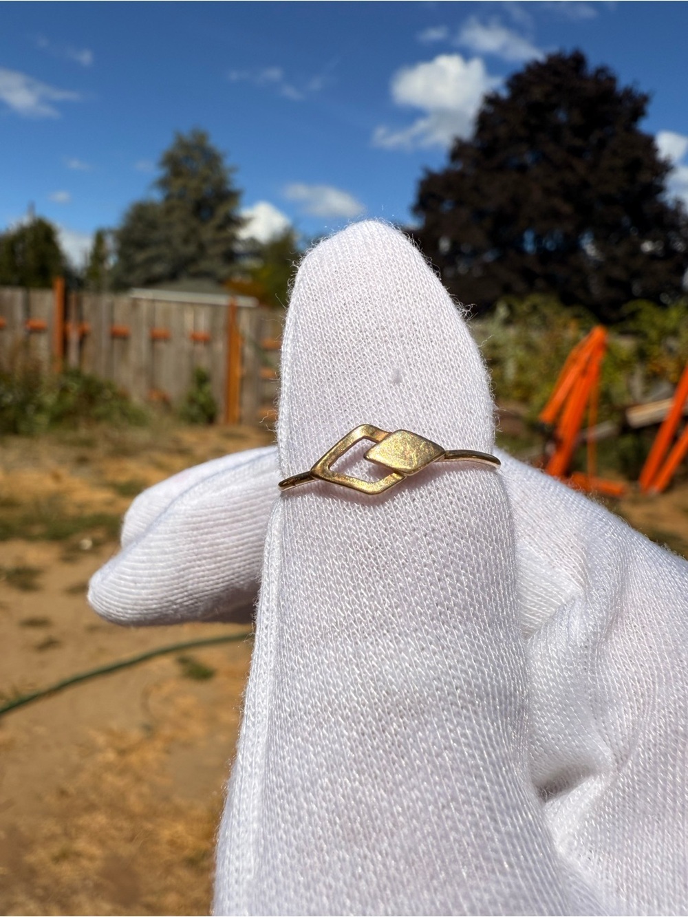14k Solid Gold Vintage Minimalist Interlocking Geometric Diamond Shape Ring! Sz9 - Picture 5 of 8